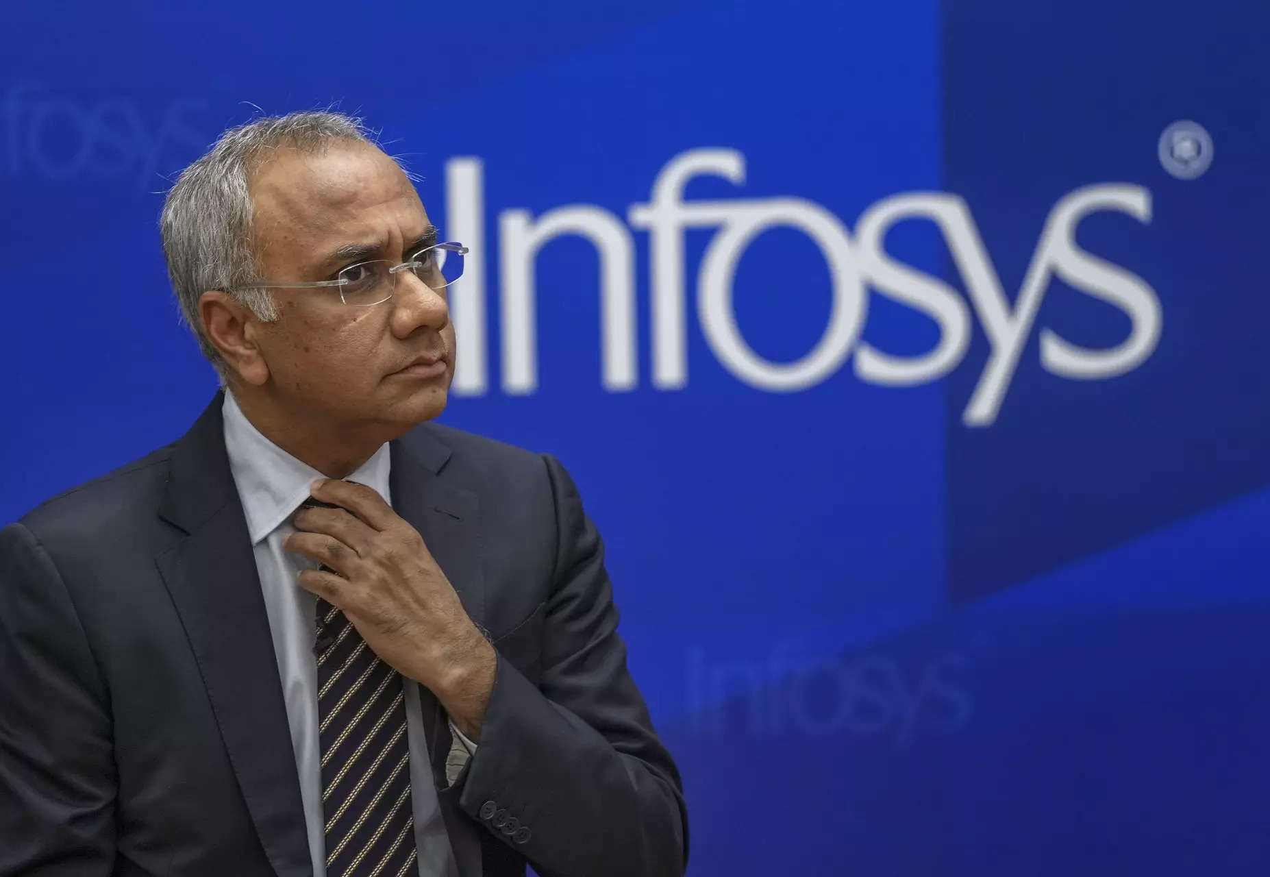 Bengaluru Infosys CEO Salil Parekh during the announcement of the 4th quarter f...